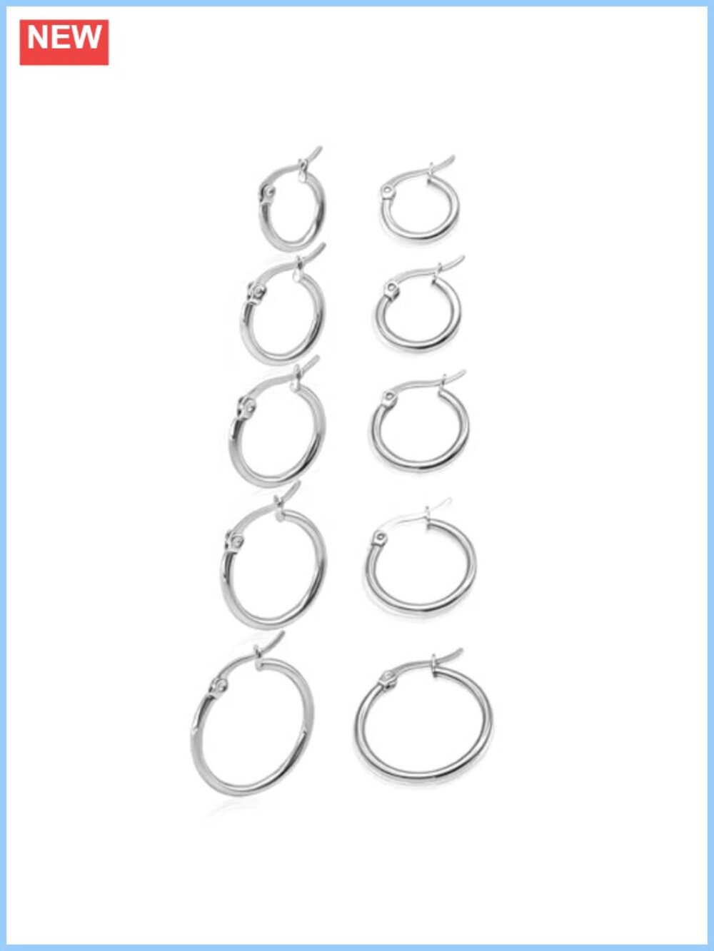 5 Pairs Small Hoop Earrings for Women 316L Stainless Steel Huggie Set
